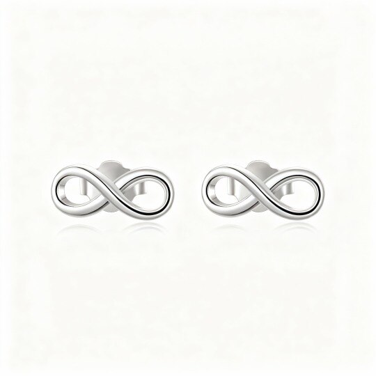 14K White Gold Infinity Symbol Stud Earrings
