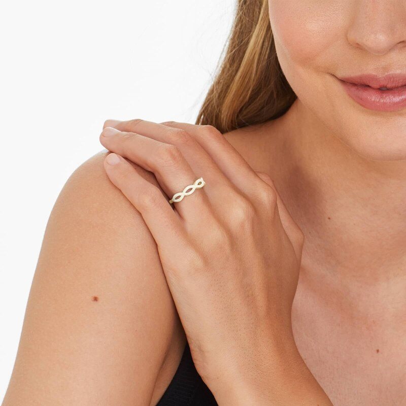Anillo de boda vintage con símbolo de infinito en oro amarillo de 14 quilates, 1,8 mm-3