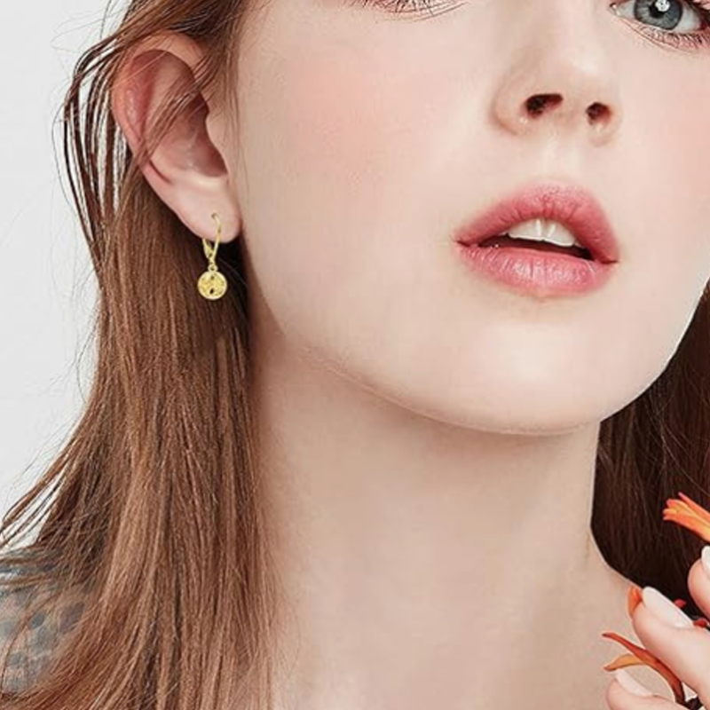 Ohrhänger mit Efeu- und Kugelmotiv aus 10-karätigem Gold für Damen-2