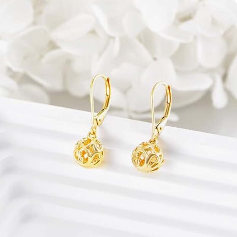 Ohrhänger mit Efeu- und Kugelmotiv aus 10-karätigem Gold für Damen-3