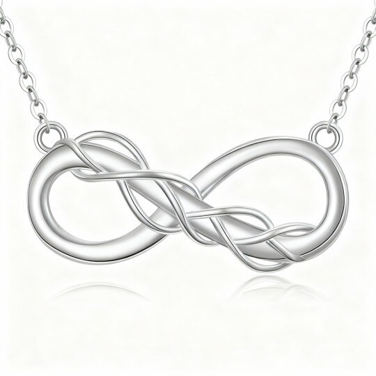 10K White Gold Ivy & Infinity Symbol Pendant Necklace