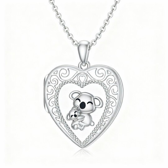 10K White Gold Koala Personalized Photo Locket Necklace
