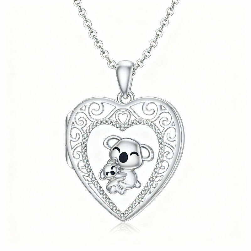10K White Gold Koala Personalized Photo Locket Necklace-8