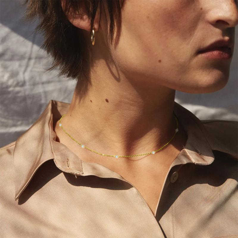 10K Rose Gold Lab Created Diamond Cable Chain Necklace-3