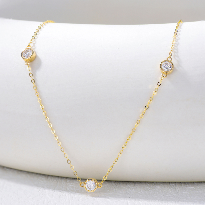10K Rose Gold Lab Created Diamond Cable Chain Necklace-4