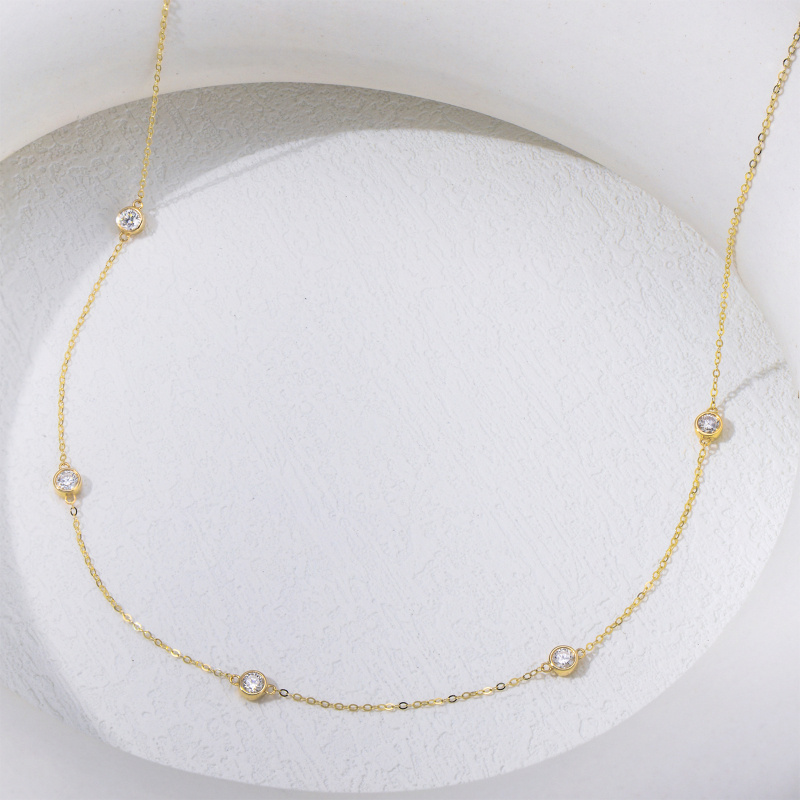 10K Rose Gold Lab Created Diamond Cable Chain Necklace-5