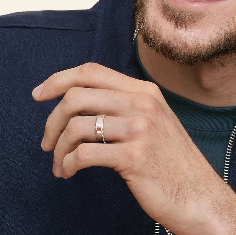 Anillo de boda de oro rosa de 14 quilates con diamantes de 0,4 quilates en total y 6 mm-2
