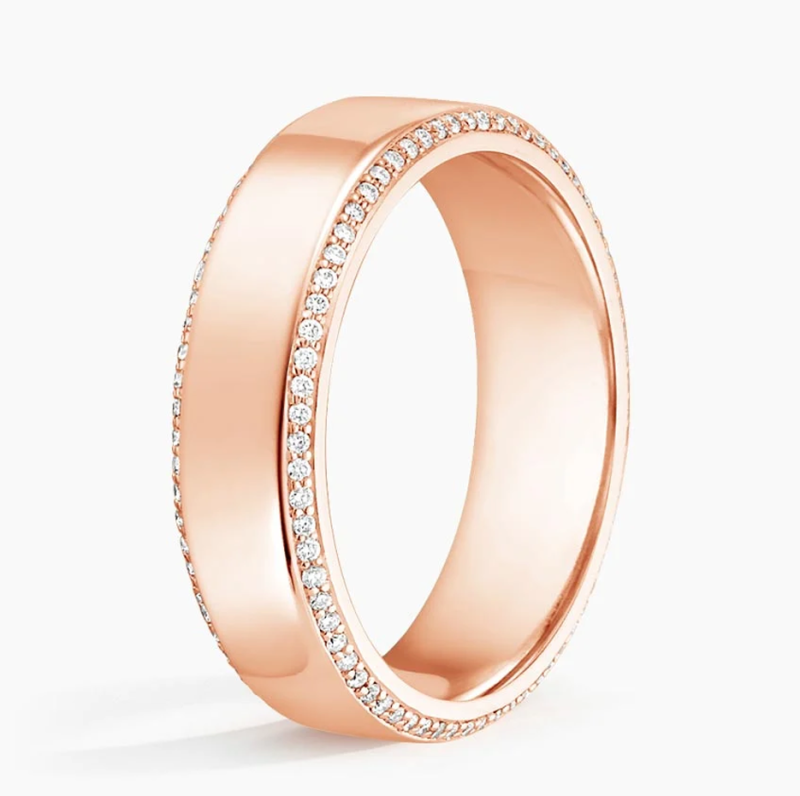Anillo de boda de oro rosa de 14 quilates con diamantes de 0,4 quilates en total y 6 mm-3