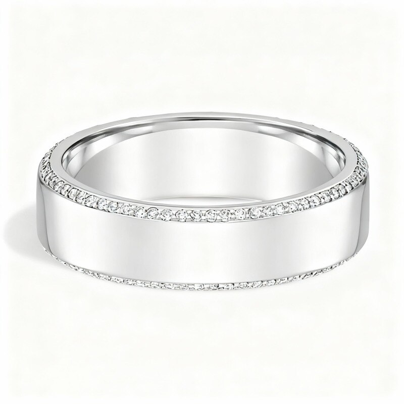 Bague de mariage personnalisée en or blanc 18 carats avec diamant de laboratoire, couleur D, pureté VVS, taille 3EX-1