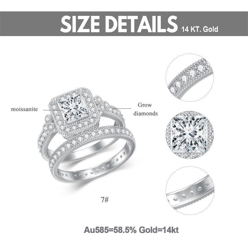 Anillo de compromiso personalizado de platino con diamante de laboratorio y moissanita chapado en oro blanco-6