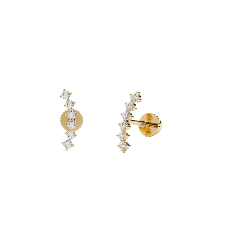 18K Gold Curved Diamond Cluster Helix Piercing-3