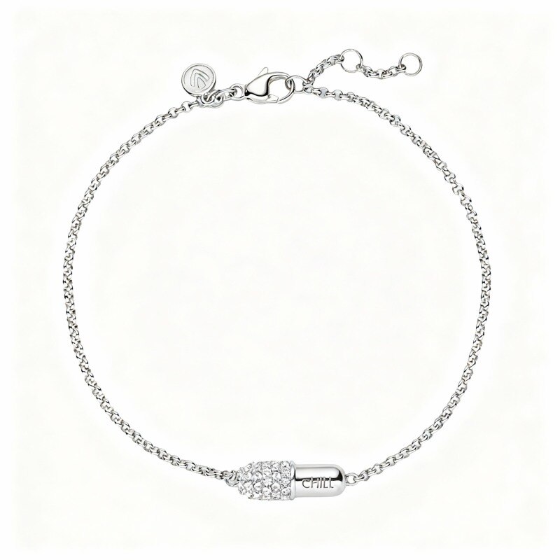 Stethoskop-Anhänger-Armband aus 18-karätigem Weißgold mit im Labor hergestellten Diamanten-1