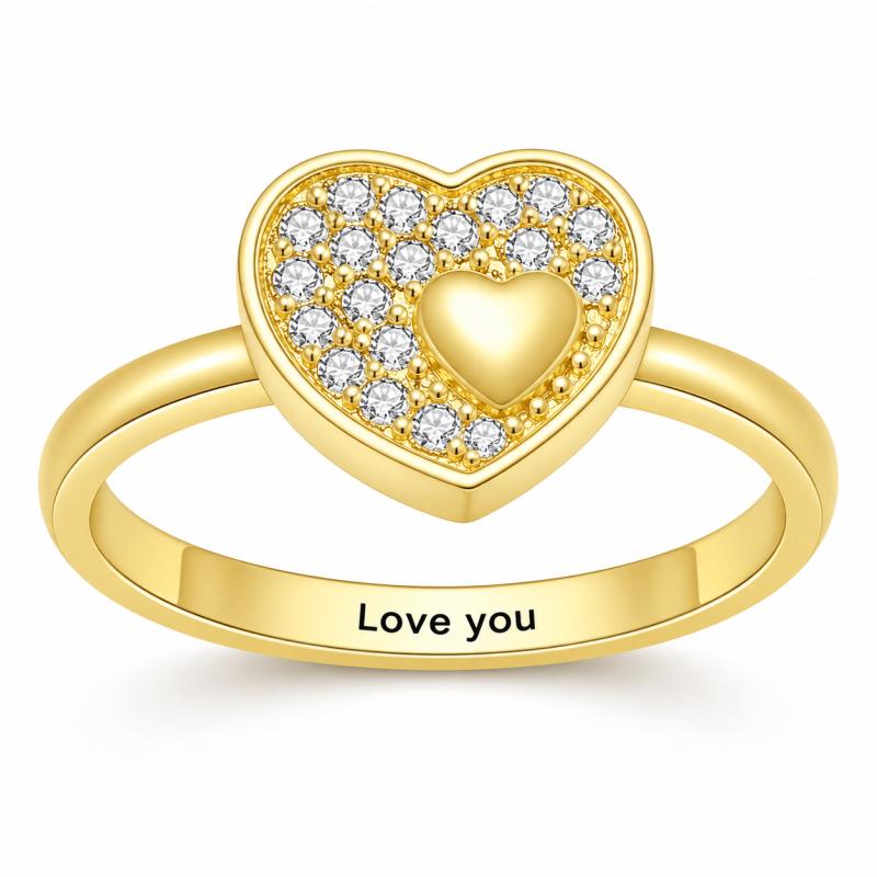 Bague de fiançailles en or blanc 18 carats avec diamant de laboratoire, gravure personnalisée et cœur, certifiée 3EX IGI.-4