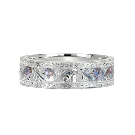 Anillo de oro blanco de 10 quilates con diamante cultivado en laboratorio, personalizado para hombre.