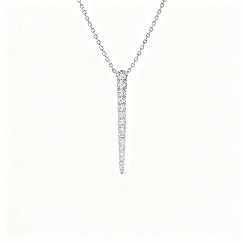 10K White Gold Laboratory Diamonds Bar Necklace-1