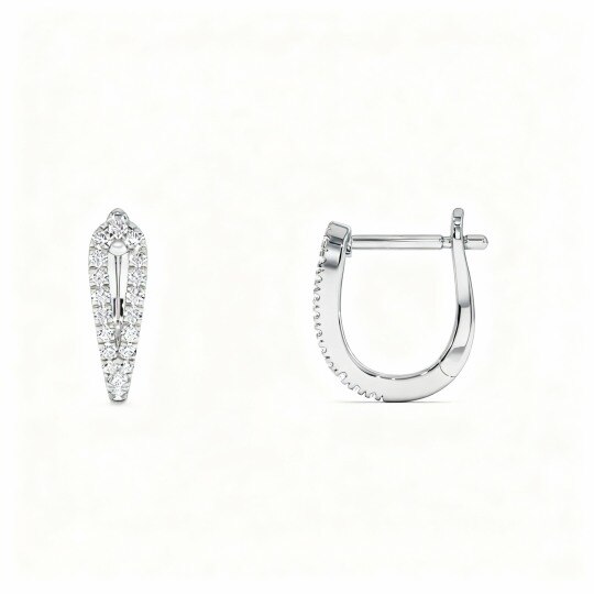 10K White Gold Laboratory Diamonds Circle Hoop Earrings
