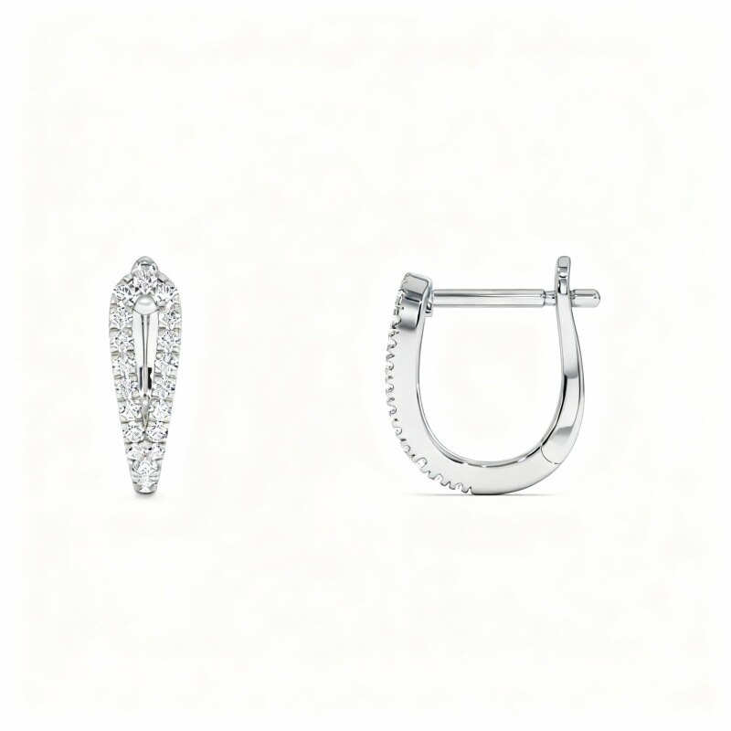 Pendientes de aro circulares de platino con diamantes de laboratorio chapados en oro blanco-1