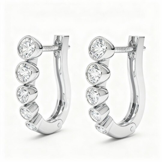 10K White Gold Laboratory Diamonds Circle Hoop Earrings