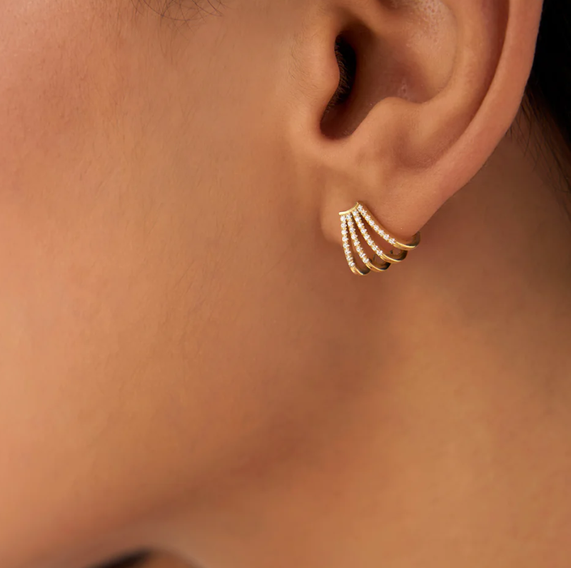 14k Multi Huggie Diamond Earrings-2