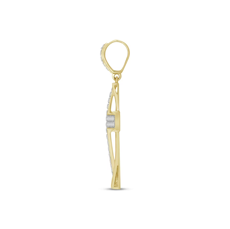 14K Gold Diamond Pavé Cross Pendant Charms-4