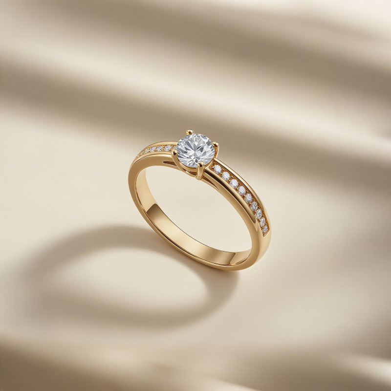 Bague de fiançailles sur mesure en or rose 10 carats, sertie de diamants de laboratoire de couleur D et de pureté VS (3EX).-2
