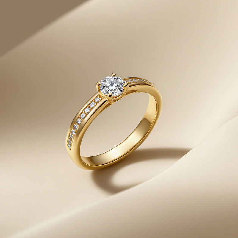 Bague de fiançailles sur mesure en or rose 10 carats, sertie de diamants de laboratoire de couleur D et de pureté VS (3EX).-3