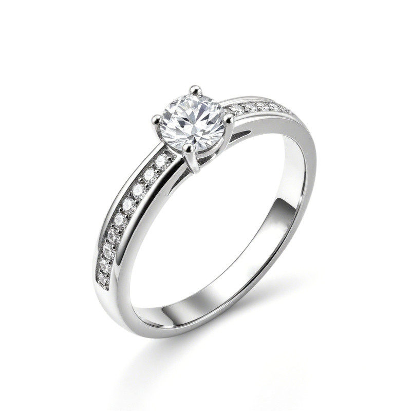 Bague de fiançailles sur mesure en or rose 10 carats, sertie de diamants de laboratoire de couleur D et de pureté VS (3EX).-4