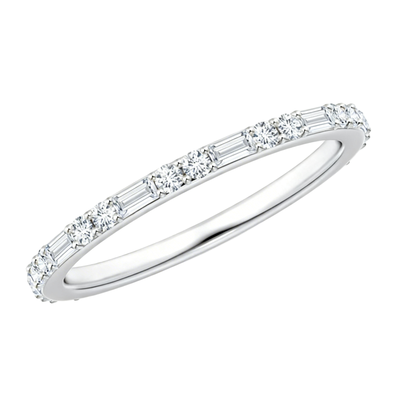 Anillo apilable personalizado de oro blanco de 10 quilates con diamantes de laboratorio, claridad VS 3EX.-3