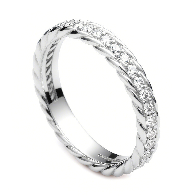 Alliance sur mesure en or blanc 18 carats sertie de diamants de laboratoire, couleur D, pureté VS, 3EX-1