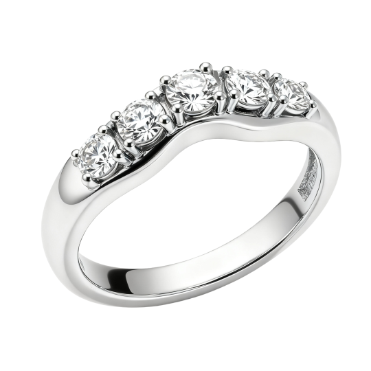 Anello nuziale personalizzato in oro bianco 10 carati con diamanti sintetici, colore D, purezza VVS1, 3EX.