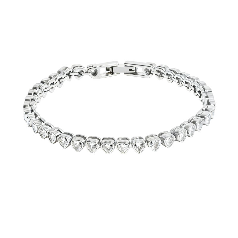 14K White Gold Laboratory Diamonds Heart Tennis Bracelet-1