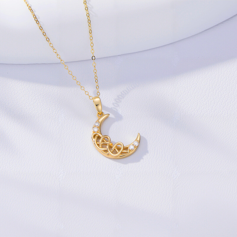 10K Gold Laboratory Diamonds Moon Pendant Necklace-2