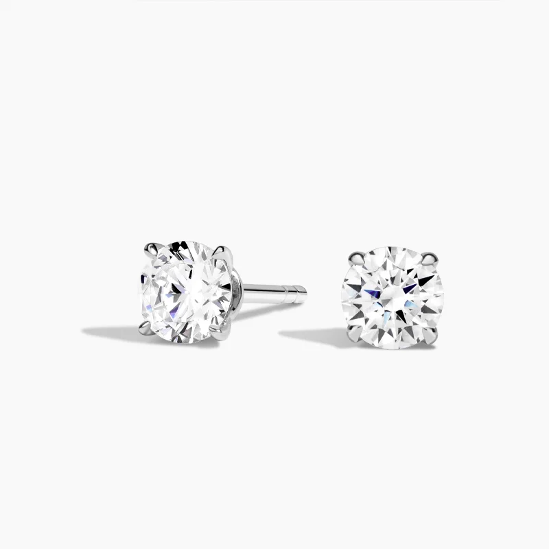 Platinum with White Gold Plated Laboratory Diamonds Stud Earrings-1