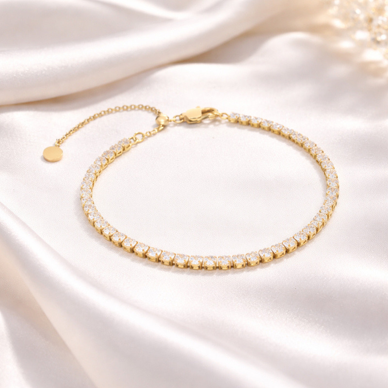 14K White Gold Laboratory Diamonds Tennis Bracelet-3