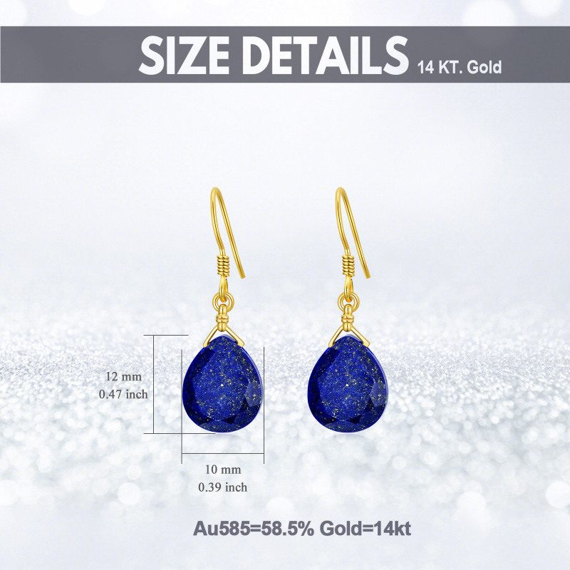 Boucles d'oreilles pendantes en or 10 carats et lapis-lazuli pour femmes-5