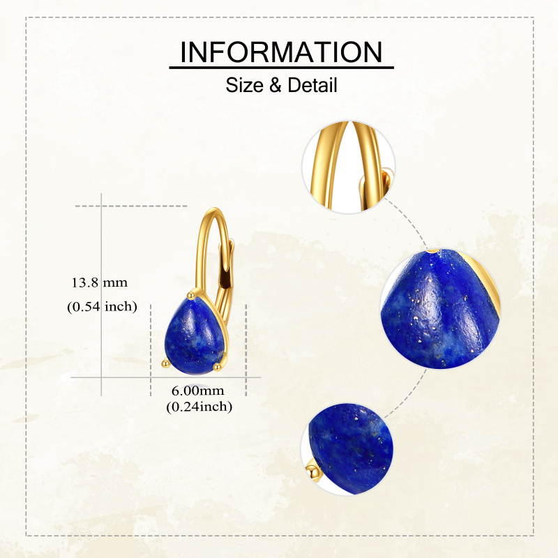 Kolczyki z 14-karatowego złota z lapis lazuli w kształcie łezki i zapięciem dźwigniowym-4