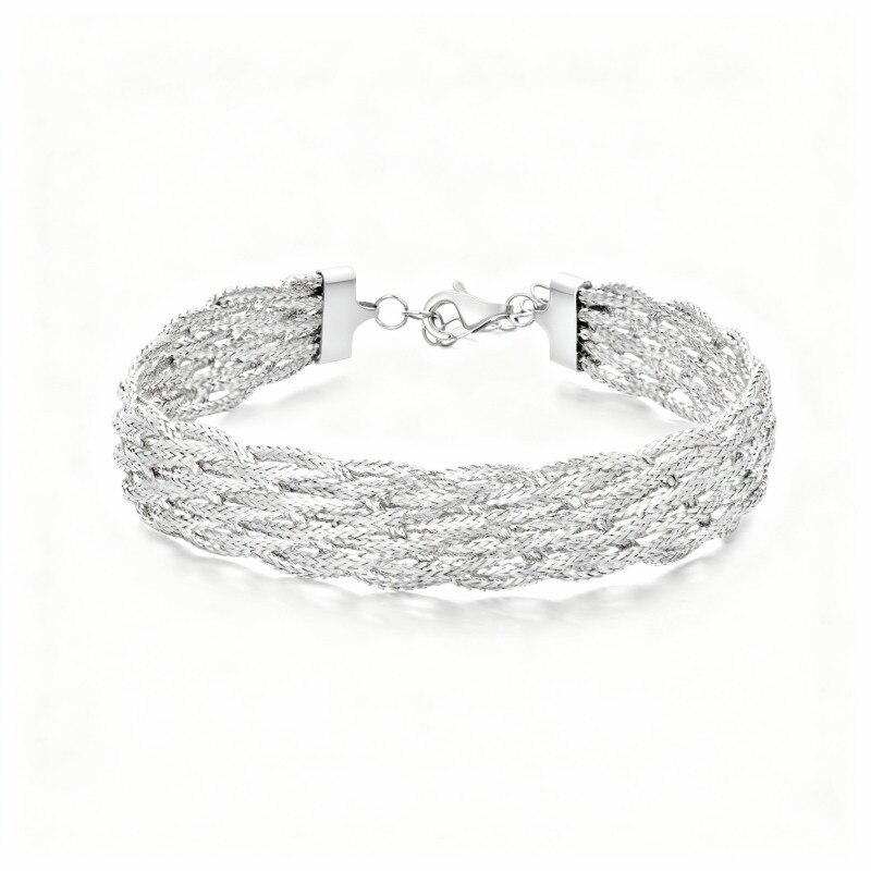 Pulseira em camadas de ouro branco 10K-1