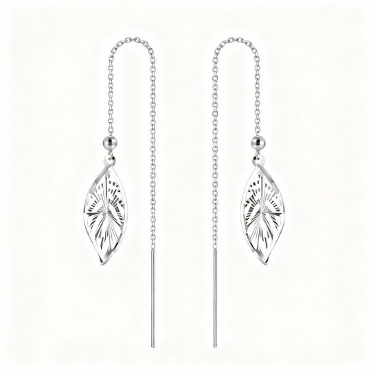 10K White Gold Leaves Drop Earrings