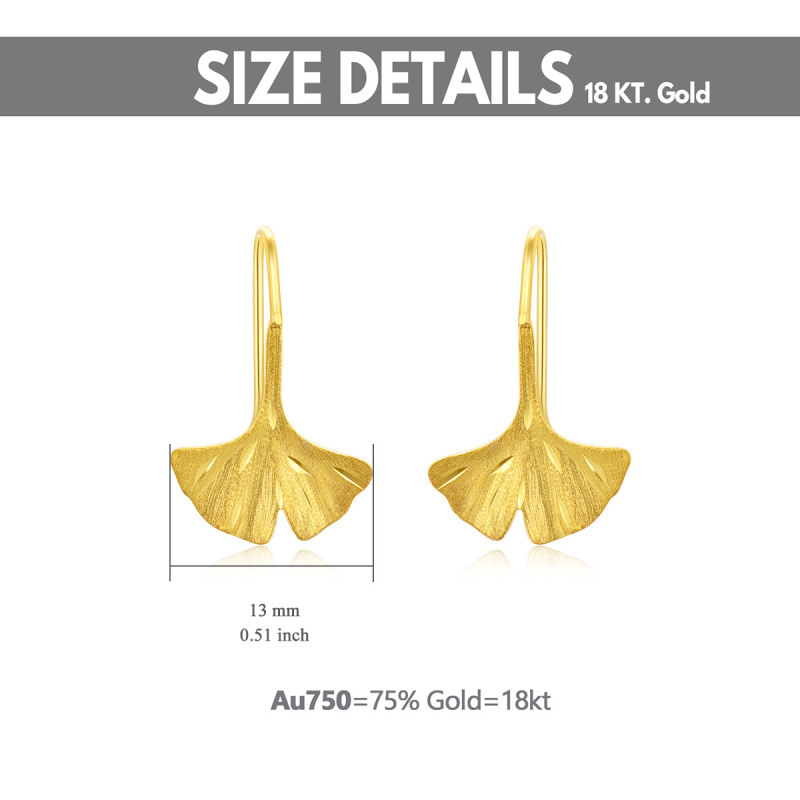 Pendientes colgantes de hojas de oro de 18 quilates-6