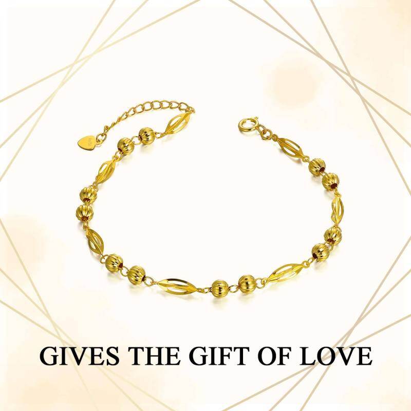 Pulsera de cuentas metálicas con hojas de oro de 18 quilates-5