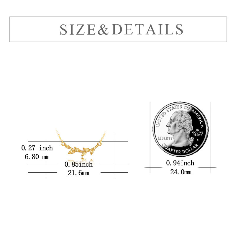 Collier pendentif feuilles en or blanc 10 carats-5