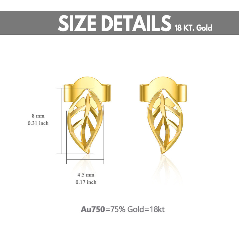 10K Gold Leaves Stud Earrings-5