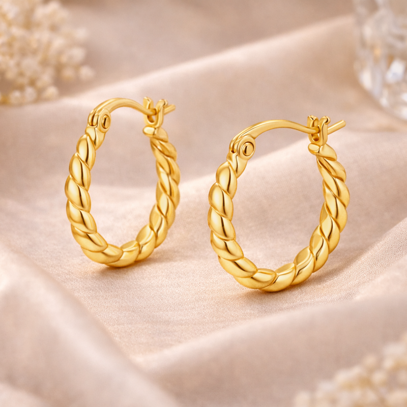 Pendientes de oro rosa de 18 quilates con cierre de palanca-3