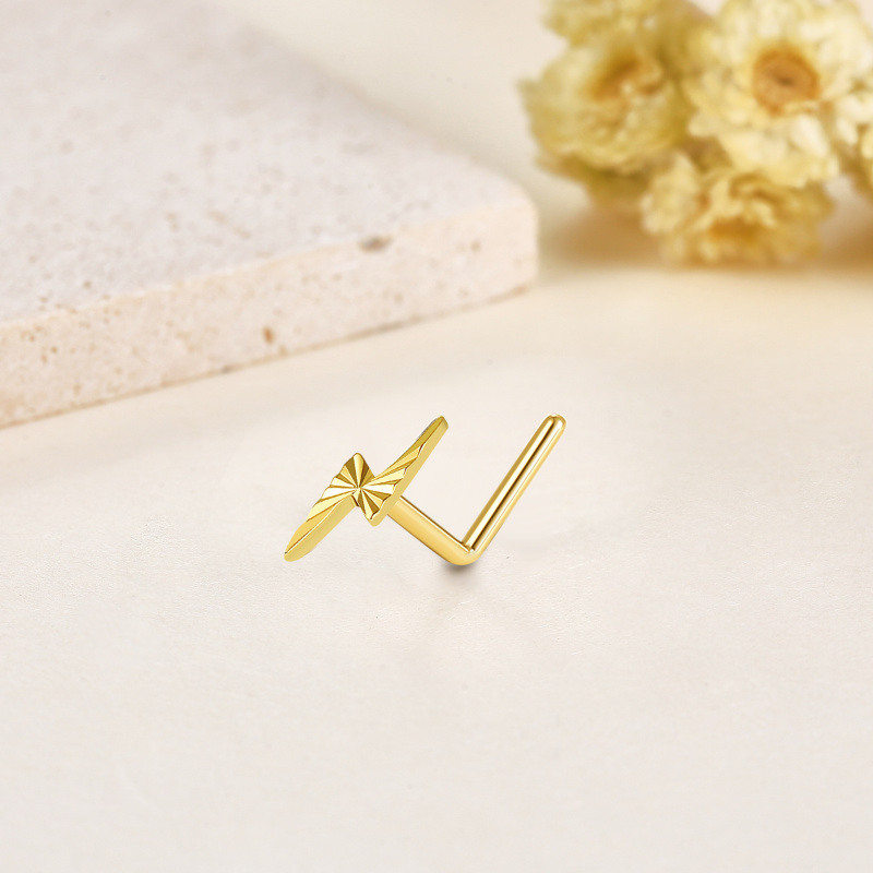 18K Rose Gold Lightning Nose Ring-3