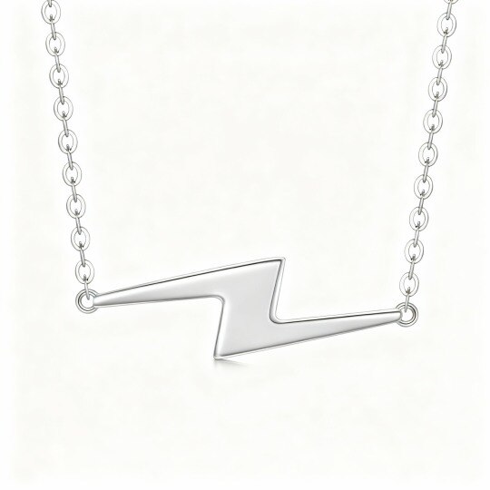 Colar com pendente raio em ouro branco 10K