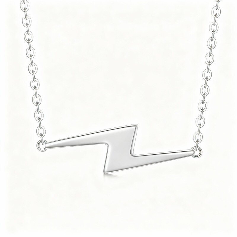 Collar con colgante de rayo de oro blanco de 18 quilates-1