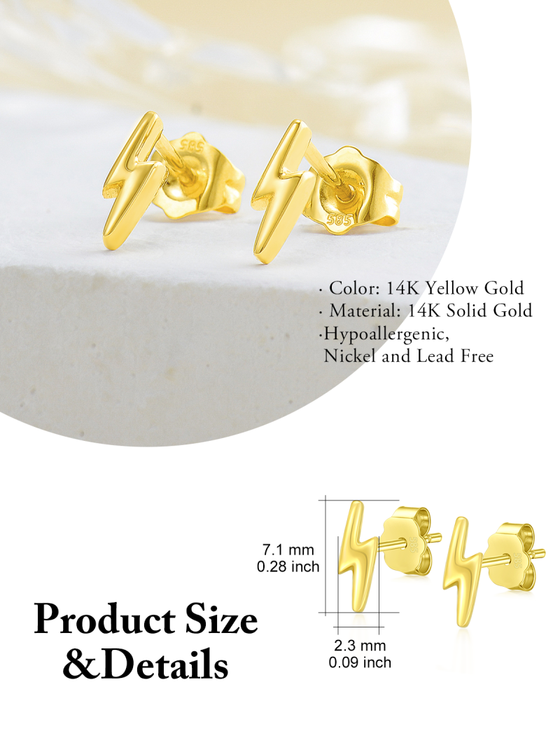 Blitzohrstecker aus 10-karätigem Gelbgold-5