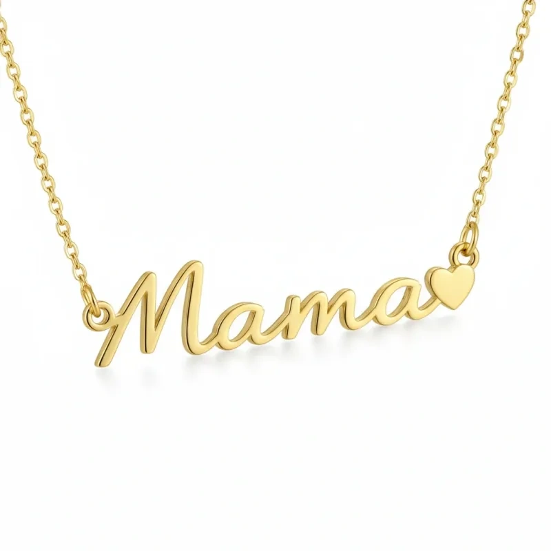 10K Rose Gold Mama & Heart Pendant Necklace-4