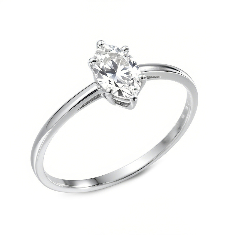 Bague de fiançailles en or blanc 14 carats, taille marquise-3