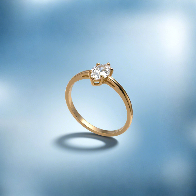Bague de fiançailles en or blanc 14 carats, taille marquise-5